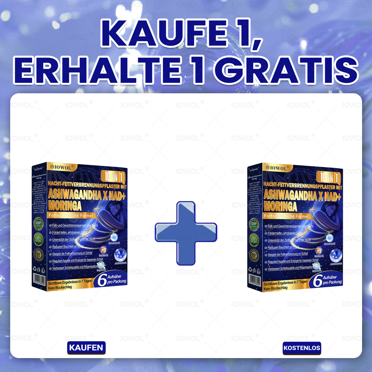 IOWOL® NACHT-PATCHES ZUR GEWICHTSKONTROLLE! OHNE TABLETTEN · OHNE VERSCHWENDUNG · OHNE AUFWAND · ECHTE ERGEBNISSE
