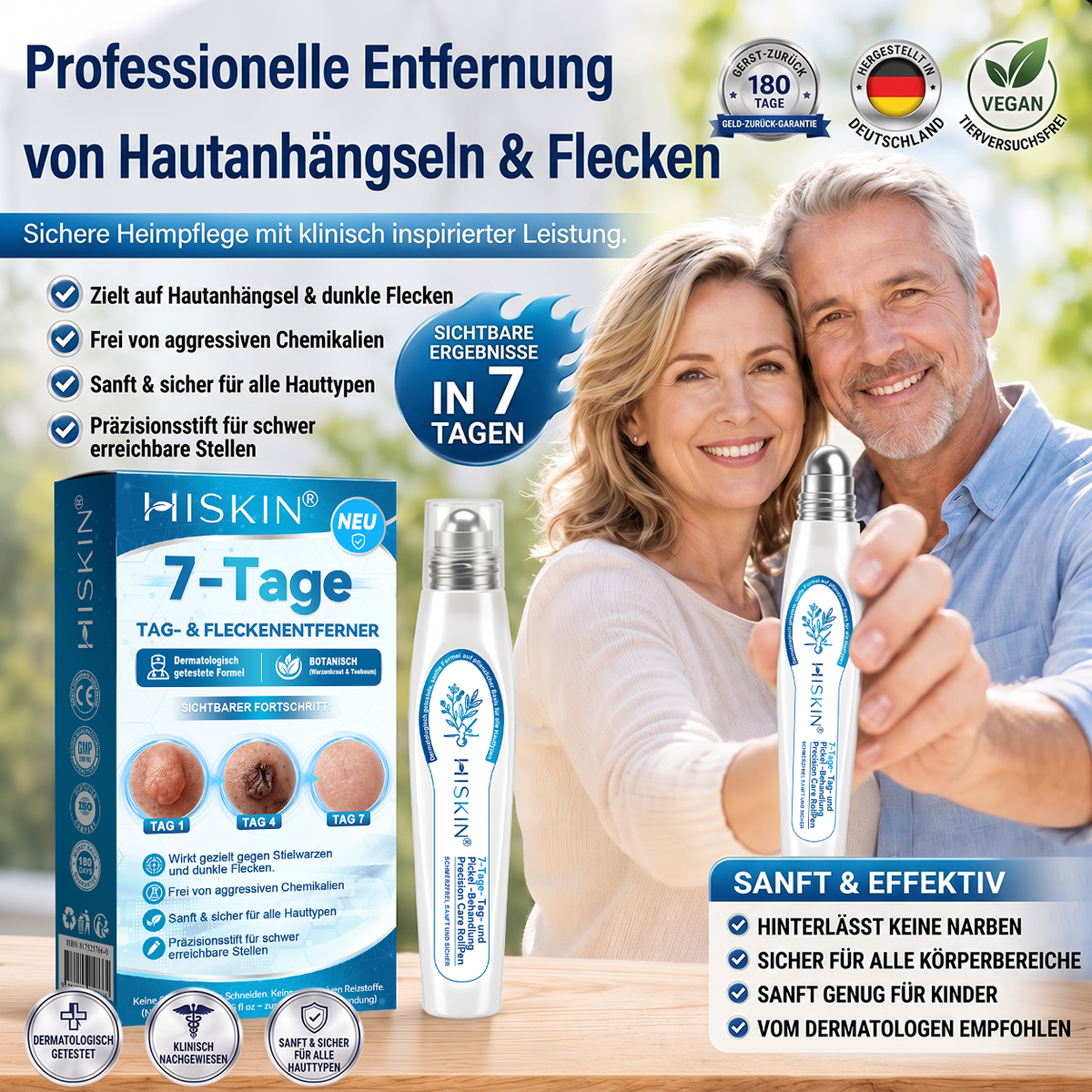 𝐇𝐈𝐒𝐊𝐈𝐍®👩‍⚕️⭐ 7-Tage-Hautmakel- & Hautanhängsel-Entferner Schmerzfreier Rollerball-Stift zur schonenden Entfernung von Hautanhängseln und Hautflecken – narbenfrei💚