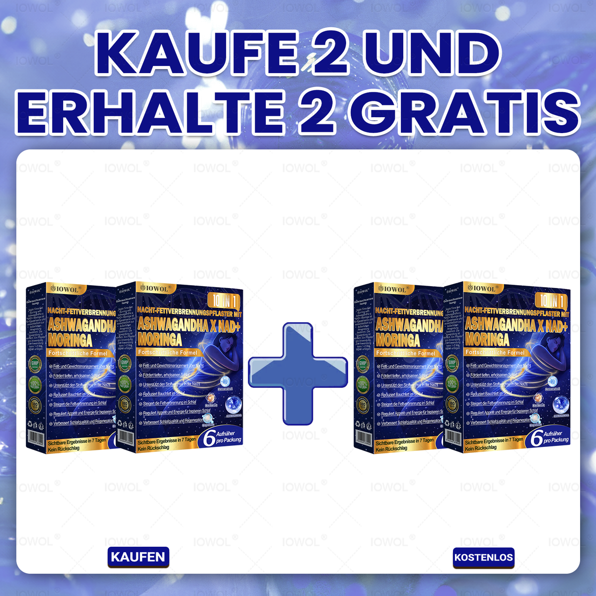IOWOL® NACHT-PATCHES ZUR GEWICHTSKONTROLLE! OHNE TABLETTEN · OHNE VERSCHWENDUNG · OHNE AUFWAND · ECHTE ERGEBNISSE