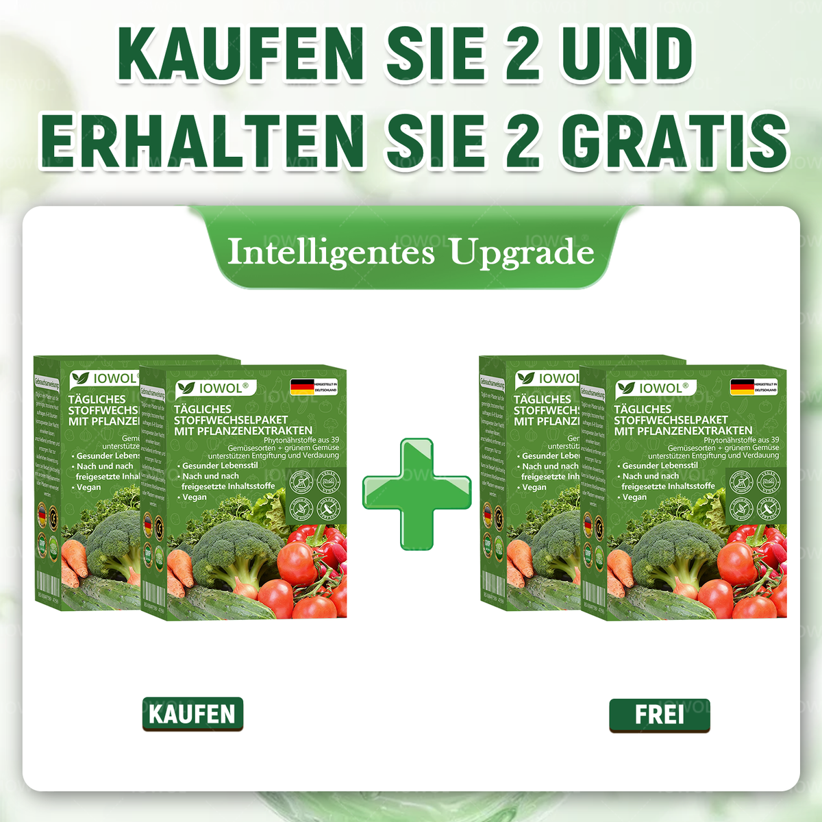🥦 Offizieller Shop | IOWOL® Tägliche Stoffwechsel-Pflaster mit Bio-Extrakten aus 39 Gemüse- und Grünpflanzen für Detox, Verdauung, Stoffwechsel und Energie im Alltag.
