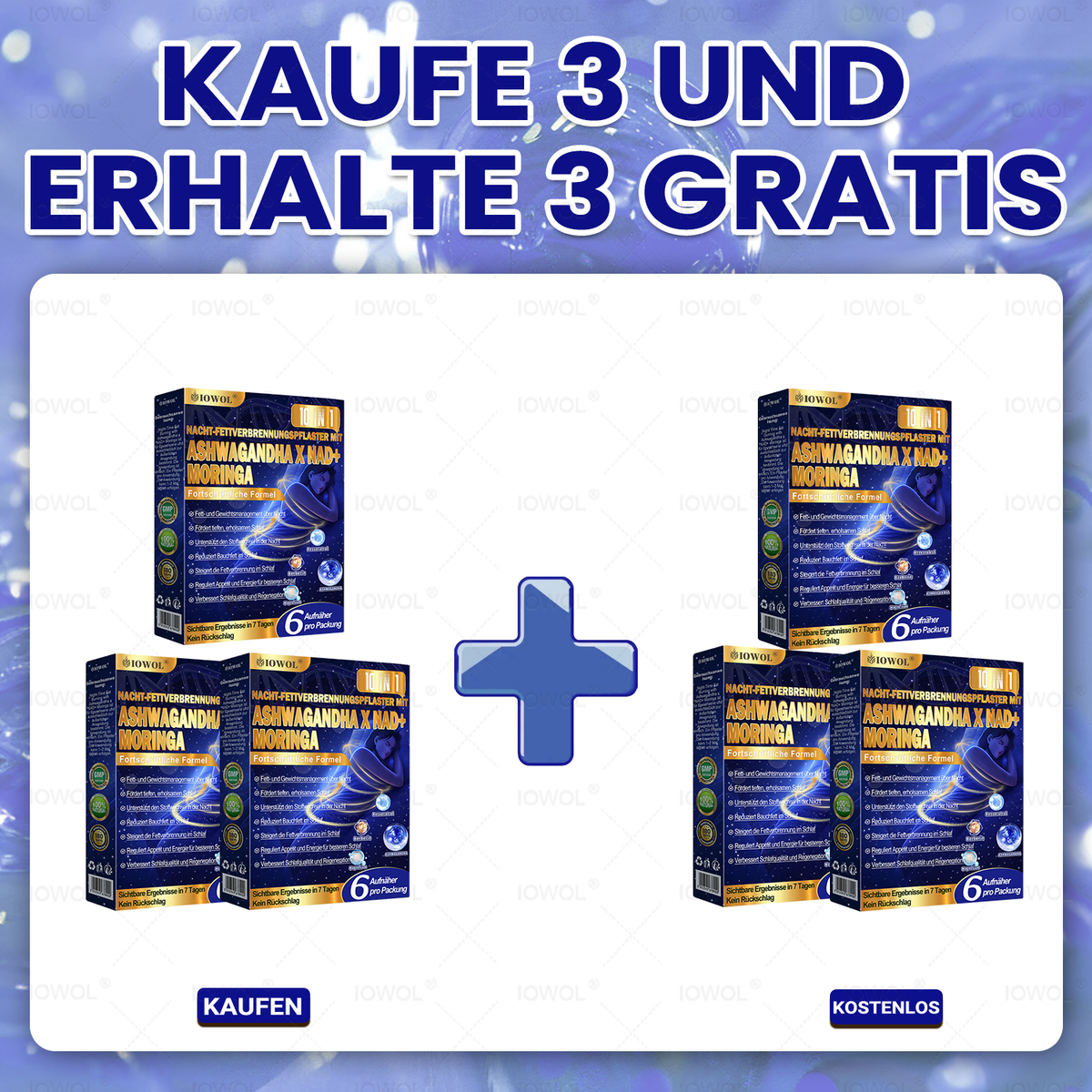 IOWOL® NACHT-PATCHES ZUR GEWICHTSKONTROLLE! OHNE TABLETTEN · OHNE VERSCHWENDUNG · OHNE AUFWAND · ECHTE ERGEBNISSE