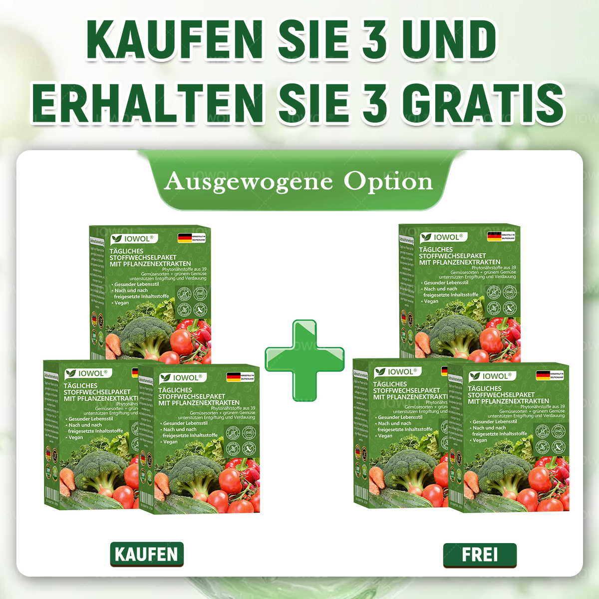 🥦 Offizieller Shop | IOWOL® Tägliche Stoffwechsel-Pflaster mit Bio-Extrakten aus 39 Gemüse- und Grünpflanzen für Detox, Verdauung, Stoffwechsel und Energie im Alltag.