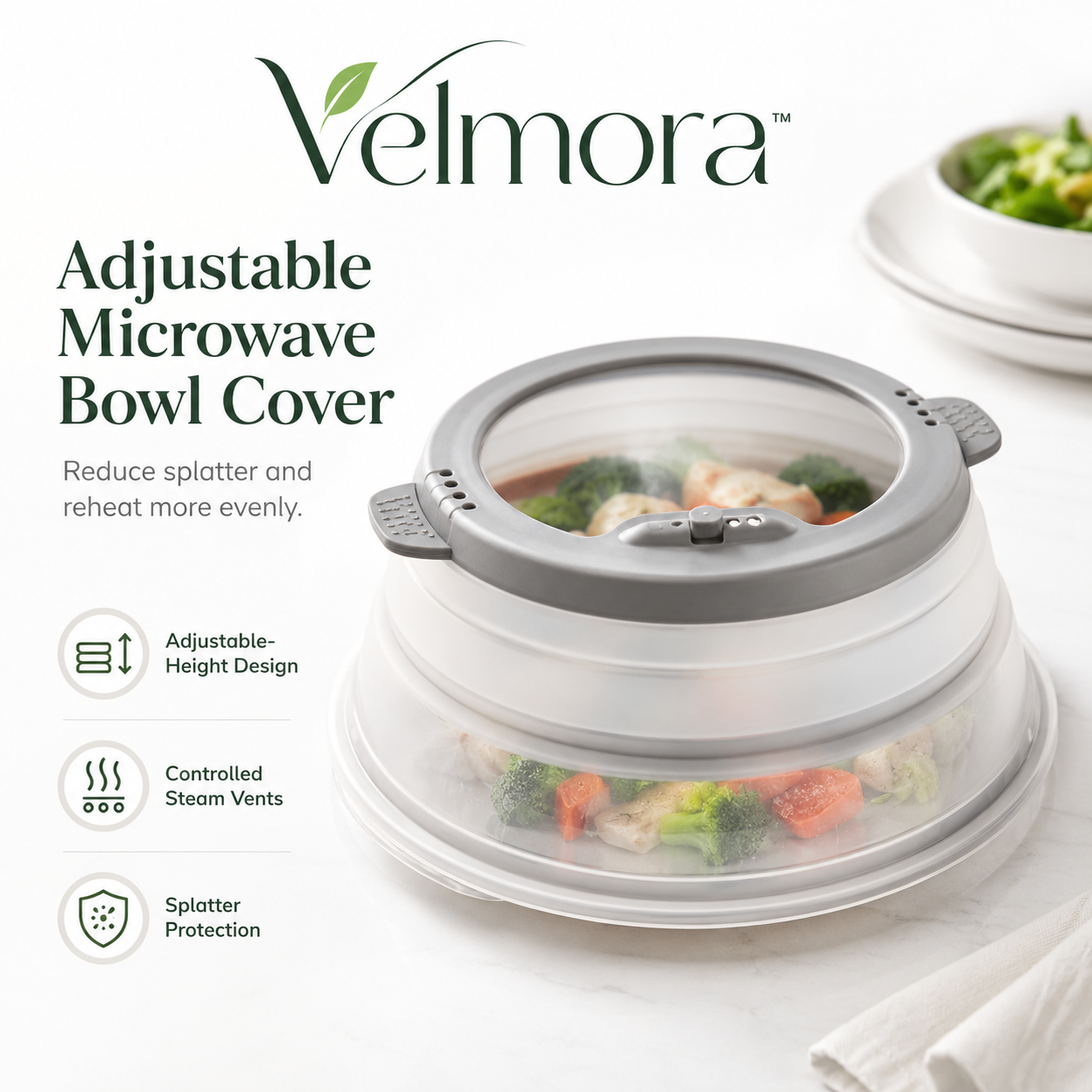 𝓥𝓮𝓵𝓶𝓸𝔯𝓪™ Adjustable Microwave Bowl Cover
